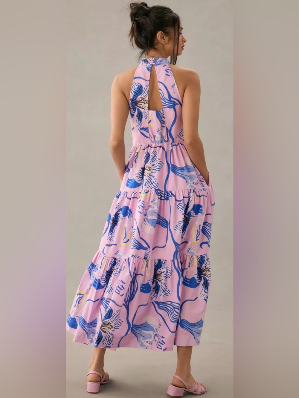 Maeve Anthropologie Pink Floral Maxi Dress- Size 10 - Picture 5 of 7